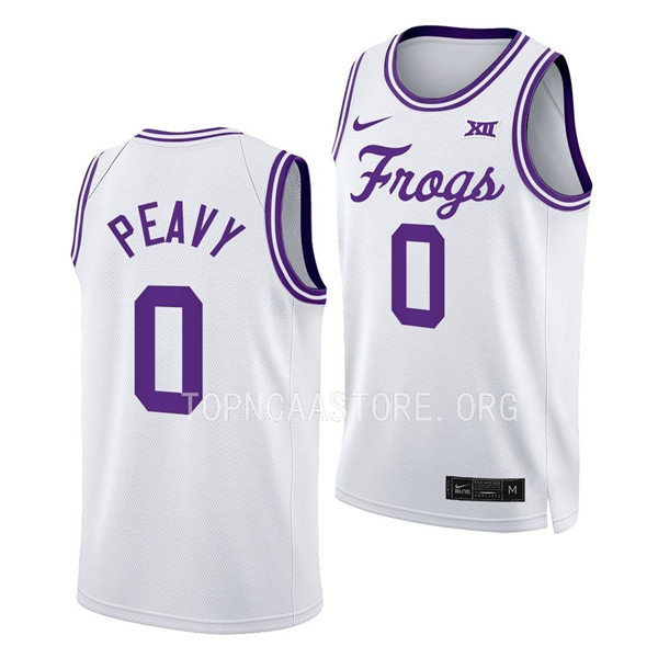 Men's Youth TCU Horned Frogs #0 Micah Peavy Nike White Limited Frogs College Basketball Game Jersey