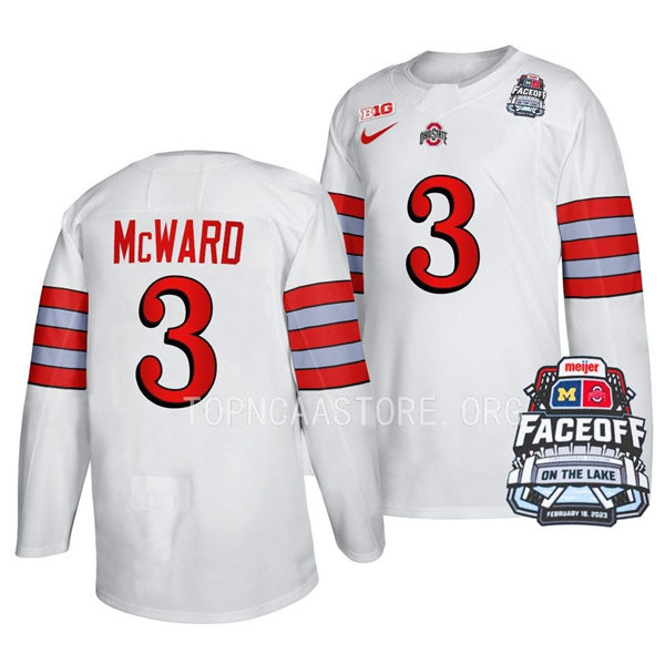 Mens Youth Ohio State Buckeyes #3 Cole McWard Nike White FACEOFF ON THE LAKE UNIFORM Hockey Jerse