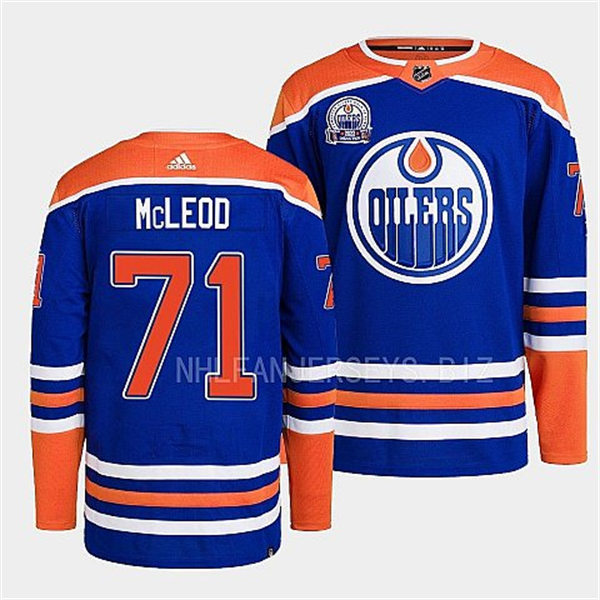 Men's Edmonton Oilers #71 Ryan McLeod adidas Royal Alternate Jersey