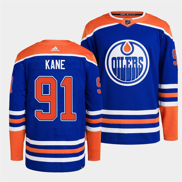 Men's Edmonton Oilers #91 Evander Kane adidas Royal Alternate Jersey