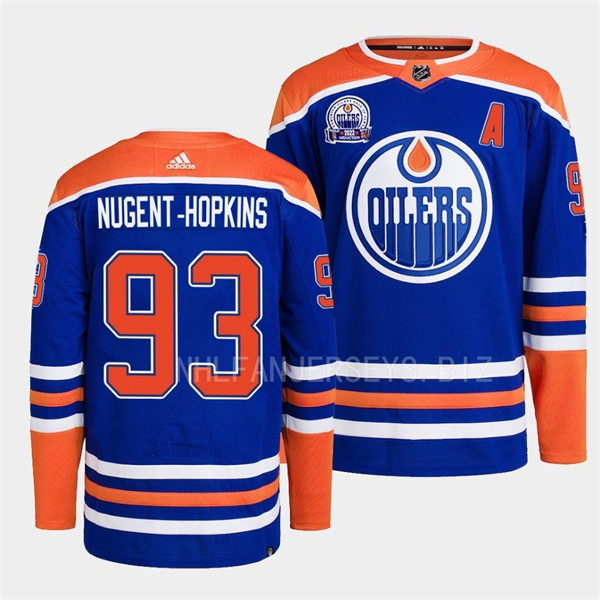 Men's Edmonton Oilers #93 Ryan Nugent-Hopkins adidas Royal Alternate Jersey