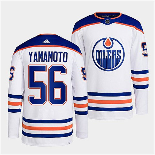 Men's Edmonton Oilers #56 Kailer Yamamoto adidas Away White Jersey