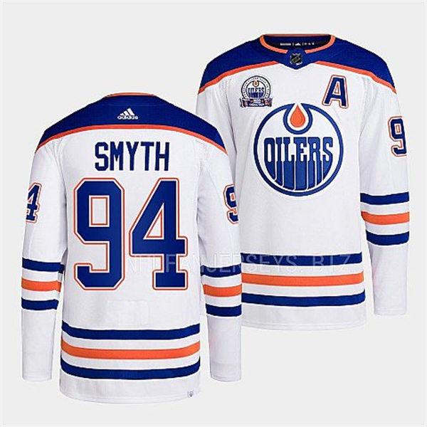 Men's Edmonton Oilers Retired Player #94 Ryan Smyth adidas Away White Jersey