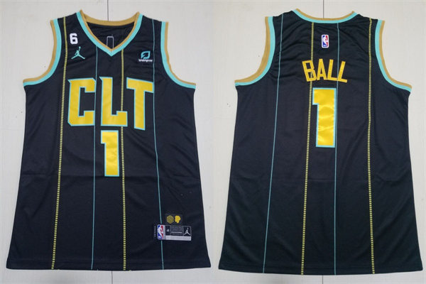 Mens Charlotte Hornets #1 LaMelo Ball 2022-23 City Edition Jersey Black