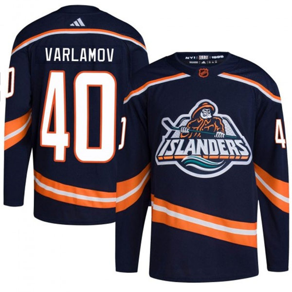 Men's New York Islanders #40 Semyon Varlamov Navy 2022 Reverse Retro Primegreen Jersey
