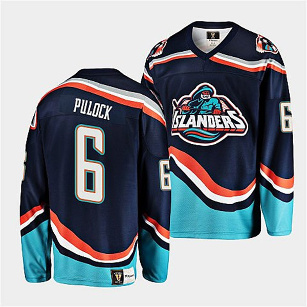 Men's New York Islanders #6 Ryan Pulock 2022 Reverse Retro Replic 20. Jersey Navy