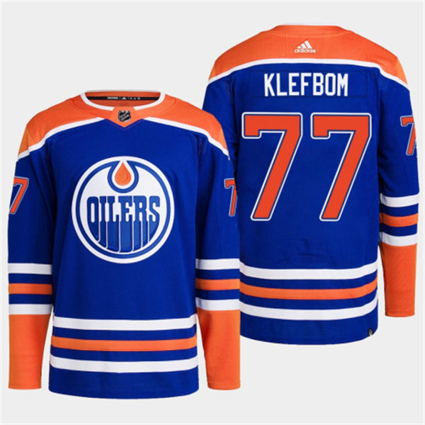 Men's Edmonton Oilers #77 Oscar Klefbom adidas Royal Alternate Jersey