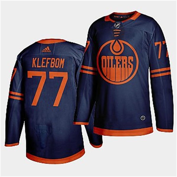 Men's Edmonton Oilers #77 Oscar Klefbom adidas Navy Alternate Jersey