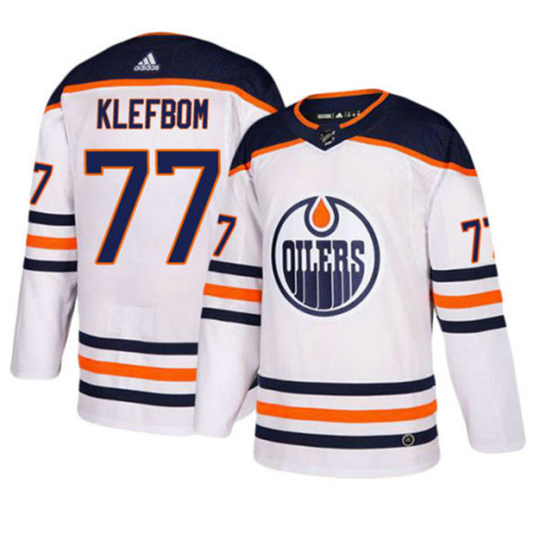 Men's Edmonton Oilers #77 Oscar Klefbom adidas Away White Jersey
