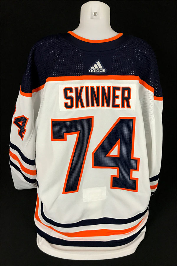 Men's Edmonton Oilers #74 Stuart Skinner adidas Away White Jersey