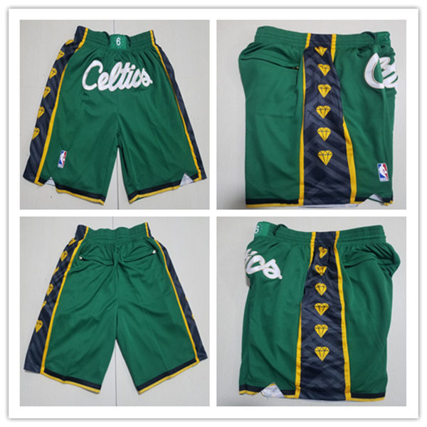 Mens Boston Celtics Kelly Green 2022-23 City Edition Justdon Pockets Shorts