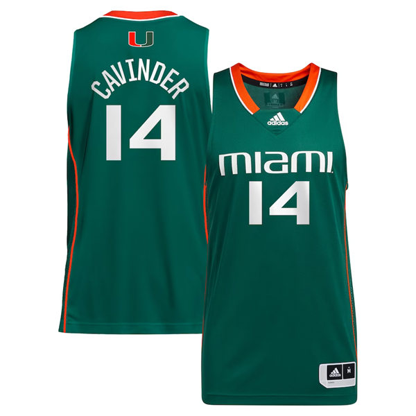 Mens Youth Miami Hurricanes ##14 Haley Cavinder Adidas 2022-23 Green Basketball Game Jersey