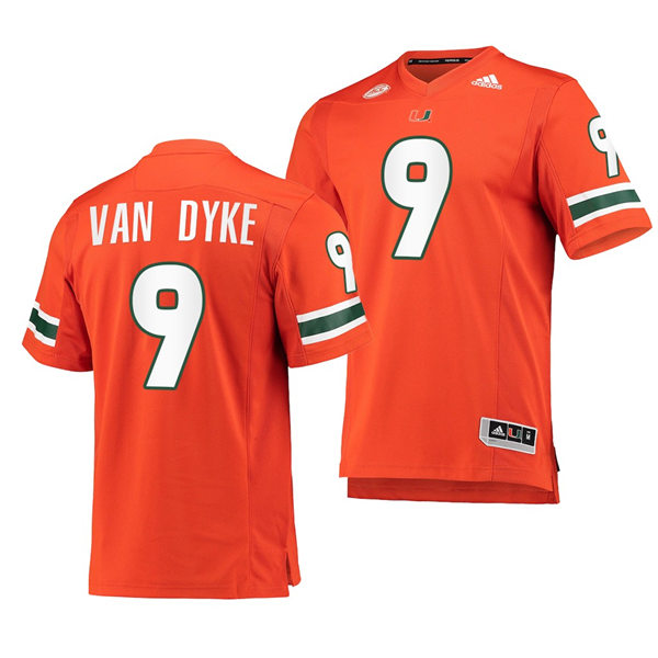 Mens Youth Miami Hurricanes #9 Tyler Van Dyke Orange 2022 Football Game Jersey