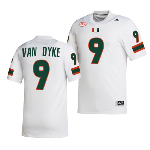 Mens Youth Miami Hurricanes #9 Tyler Van Dyke White 2022 Football Game Jersey