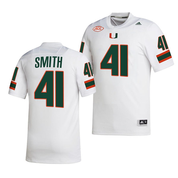 Mens Youth Miami Hurricanes #41 Chase Smith White 2022 Football Game Jersey