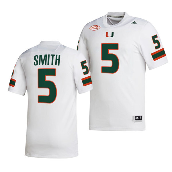 Mens Youth Miami Hurricanes #5 Key'Shawn Smith White 2022 Football Game Jersey