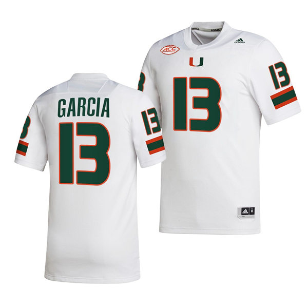 Mens Youth Miami Hurricanes #13 Jake Garcia White 2022 Football Game Jersey