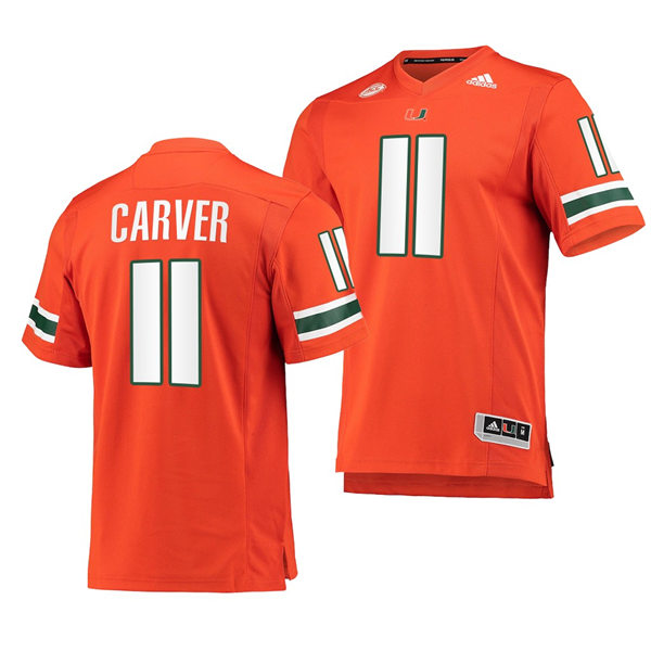 Mens Youth Miami Hurricanes #11 Jackson Carver Orange 2022 Football Game Jersey