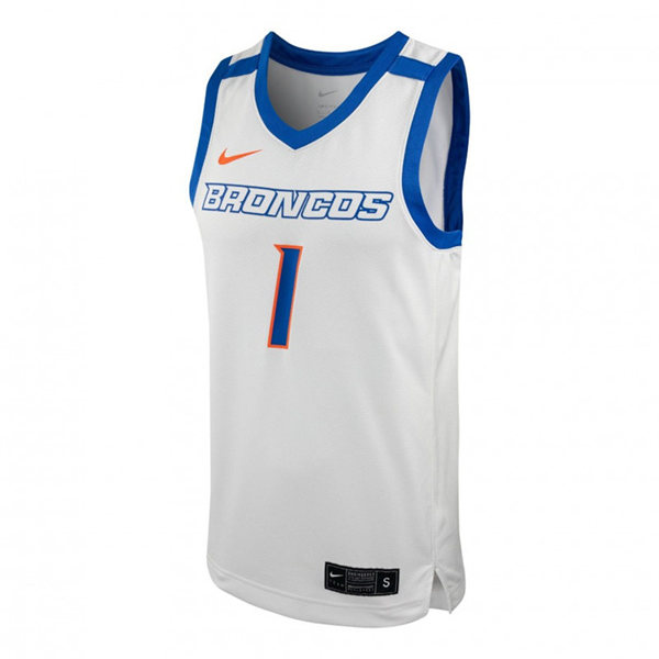 Mens Youth Boise State Broncos Custom Nike White 2022-23 College Basketball Game Jersey
