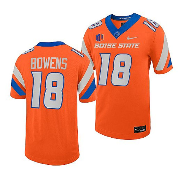 Mens Youth Boise State Broncos #18 Billy Bowens Nike Orange Football Game Jersey