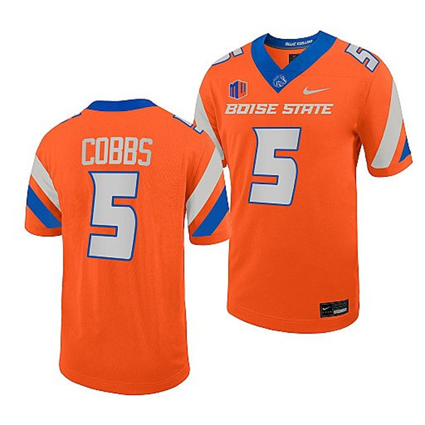 Mens Youth Boise State Broncos #5 Stefan Cobbs Nike Orange Football Game Jersey
