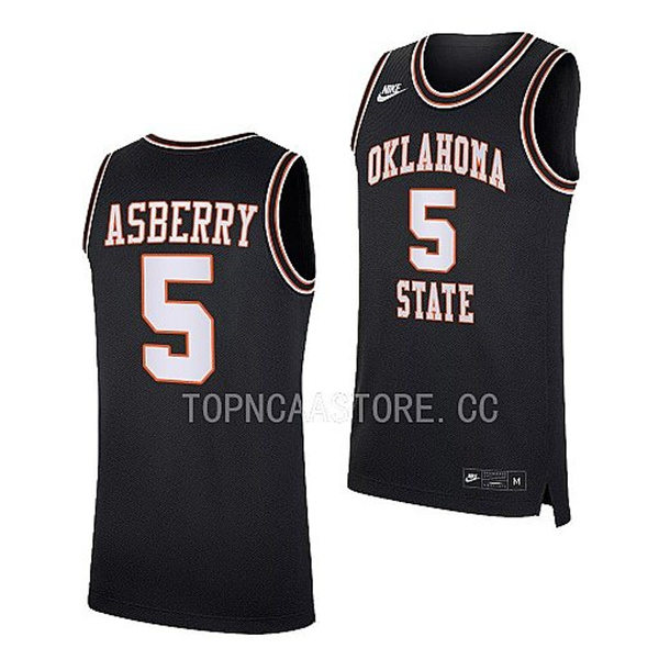 Mens Youth Oklahoma State Cowboys #5 Caleb Asberry Nike Black Retro Basketball Jersey