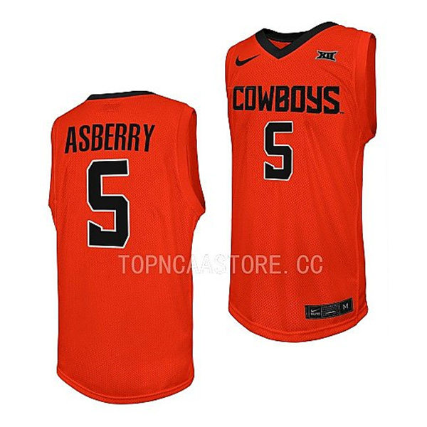 Mens Youth Oklahoma State Cowboys #5 Caleb Asberry Nike Orange College Basketball Game Jersey