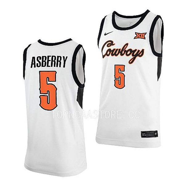 Mens Youth Oklahoma State Cowboys #5 Caleb Asberry Nike white College Basketball Game Jersey