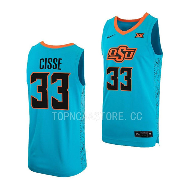 Mens Youth Oklahoma State Cowboys #33 Moussa Cisse Nike Turquoise Alternate College Basketball Jersey
