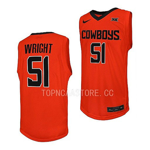 Mens Youth Oklahoma State Cowboys #51 John-Michael Wright Nike Orange College Basketball Game Jersey