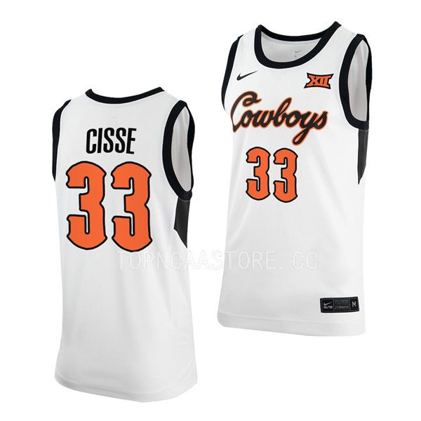 Mens Youth Oklahoma State Cowboys #33 Moussa Cisse Nike white College Basketball Game Jersey