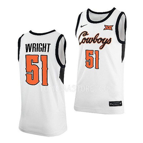 Mens Youth Oklahoma State Cowboys #51 John-Michael Wright Nike white College Basketball Game Jersey
