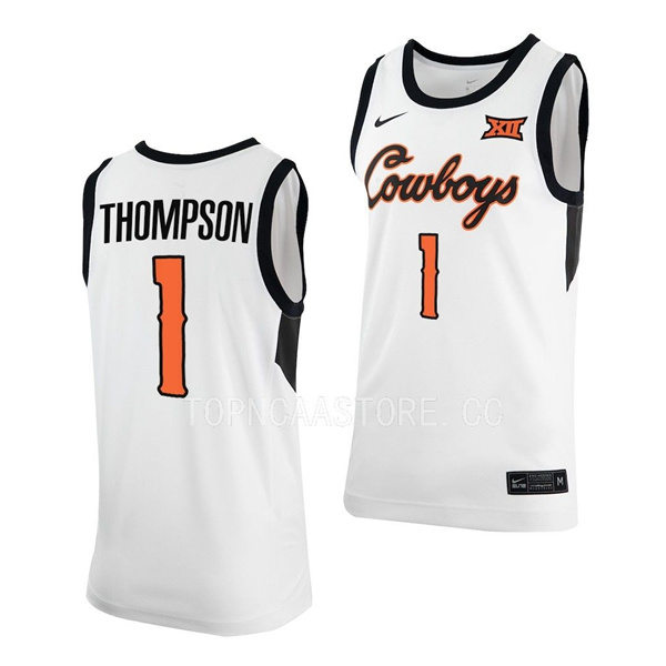 Mens Youth Oklahoma State Cowboys #1 Bryce Thompson Nike white College Basketball Game Jersey