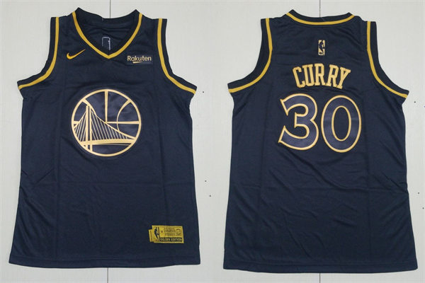 Youth Golden State Warriors #30 Stephen Curry Nike Black Gold Edition Jersey