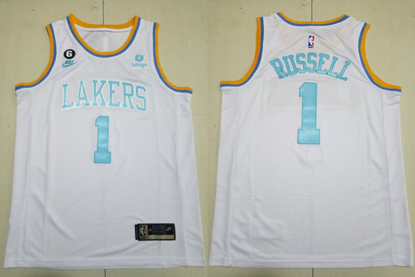 Mens Los Angeles Lakers #1 D'Angelo Russell White 2022-23 Classic Edition Jersey