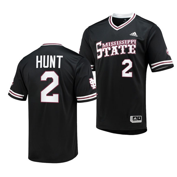 Mens Youth Mississippi State Bulldogs #2 KC Hunt Black Adidas Pullover Baseball Jersey