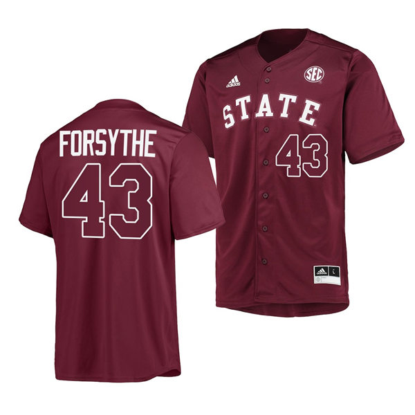 Mens Youth Mississippi State Bulldogs #43 Lane Forsyth 2023 Maroon State Baseball Game Jersey