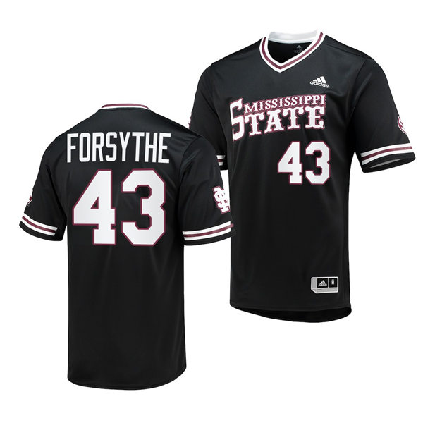 Mens Youth Mississippi State Bulldogs #43 Lane Forsyth Black Adidas Pullover Baseball Jersey