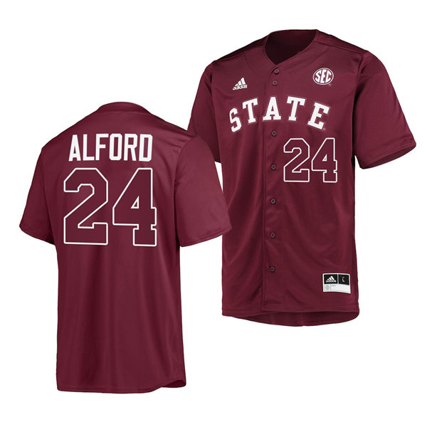 Mens Youth Mississippi State Bulldogs #24 Slate Alford 2023 Maroon State Baseball Game Jersey