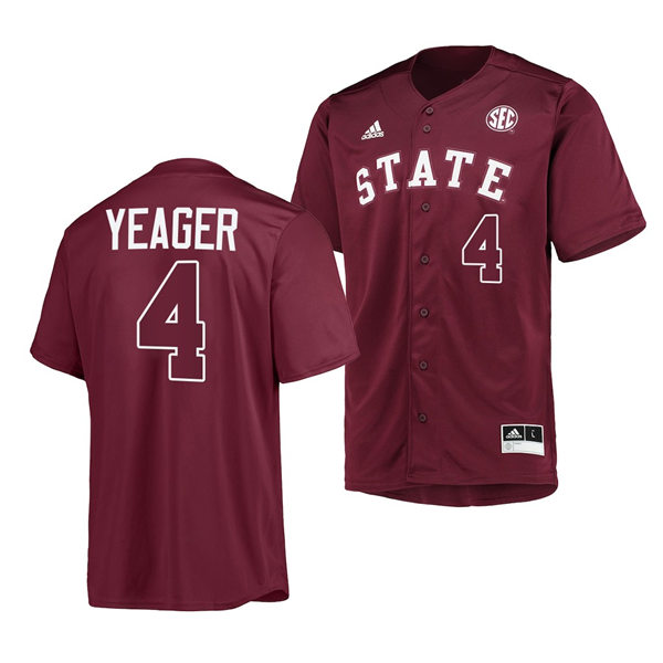 Mens Youth Mississippi State Bulldogs #4 RJ Yeager 2023 Maroon State Baseball Game Jersey