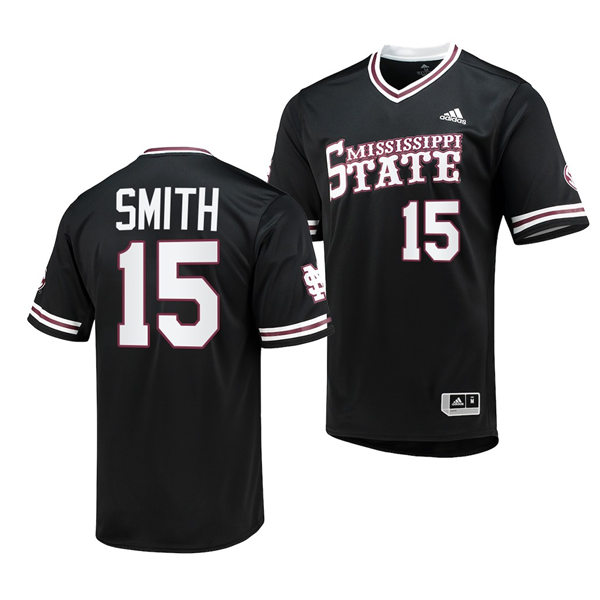 Mens Youth Mississippi State Bulldogs #15 Cade Smith Black Adidas Pullover Baseball Jersey
