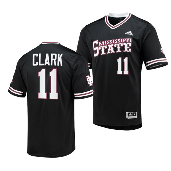 Mens Youth Mississippi State Bulldogs #11 Kellum Clark Black Adidas Pullover Baseball Jersey