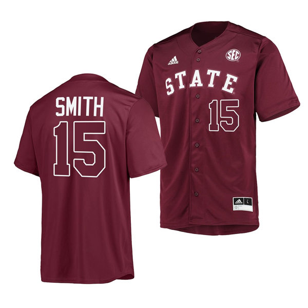 Mens Youth Mississippi State Bulldogs #15 Cade Smith 2023 Maroon State Baseball Game Jersey
