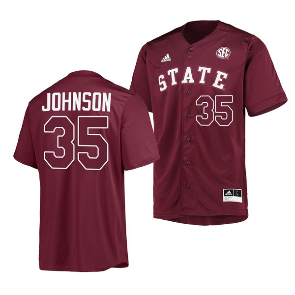Mens Youth Mississippi State Bulldogs #35 Preston Johnson 2023 Maroon State Baseball Game Jersey