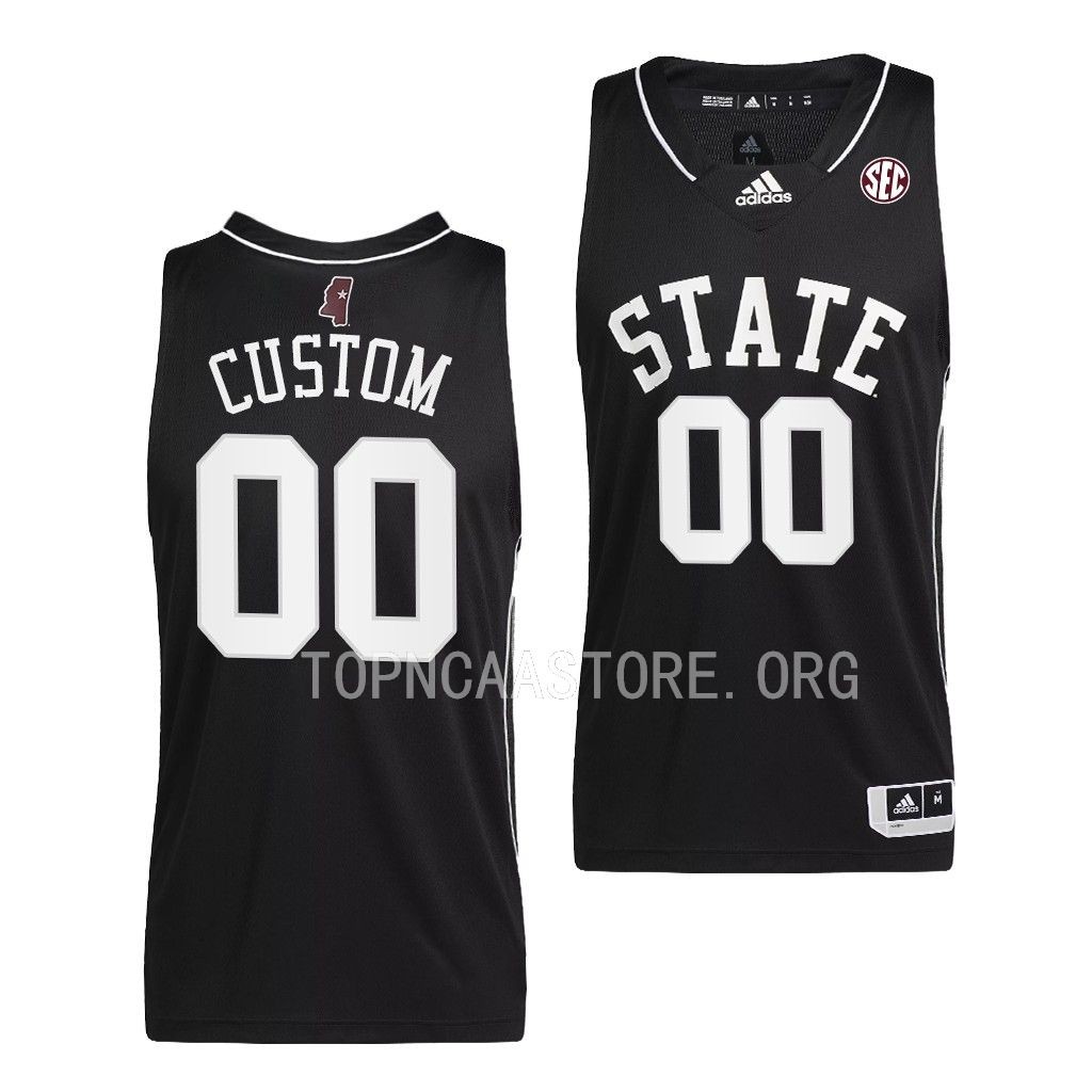 Mens Youth Mississippi State Bulldogs Custom Adidas 2023 Black State Basketball Game Jersey