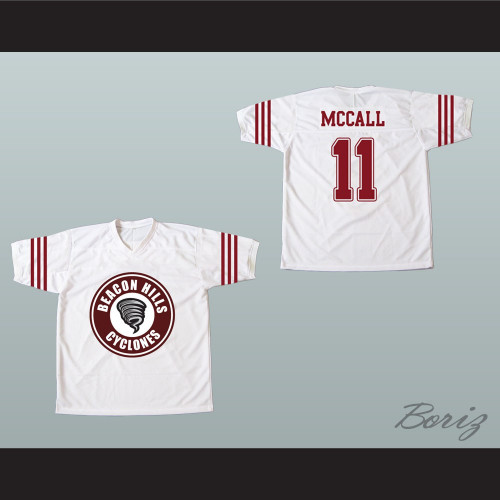 Mens Teen Wolf Beacon Hills Lacrosse Movie #11 Scott McCall White Alternate Football Jersey  