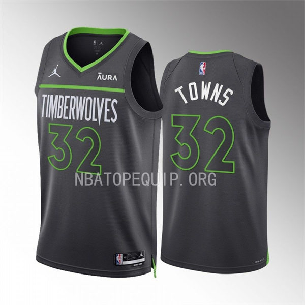 Mens Minnesota Timberwolves #32 Karl-Anthony Towns 2022-23 Anthracite Statement Edition Player Jersey