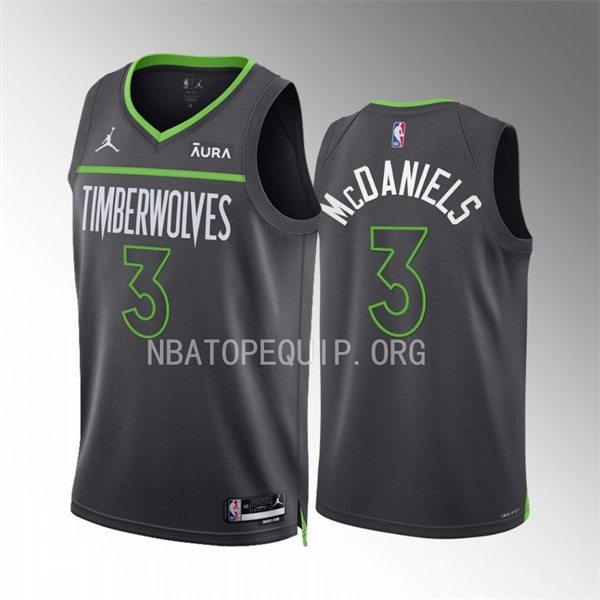 Men's Minnesota Timberwolves #3 Jaden McDaniels 2022-23 Anthracite Statement Edition Player Jersey