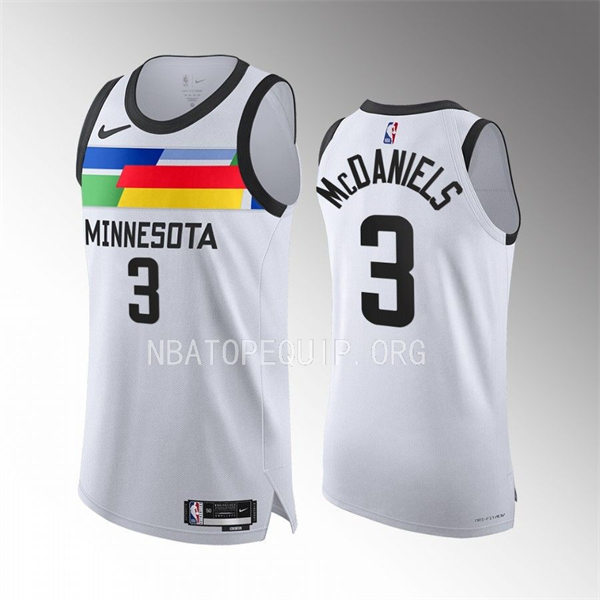 Men's Minnesota Timberwolves #3 Jaden McDaniels White 2022-23 City Edition Jersey