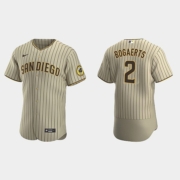 Mens San Diego Padres #2 Xander Bogaerts Nike Tan Brown Alternate FlexBase Jersey